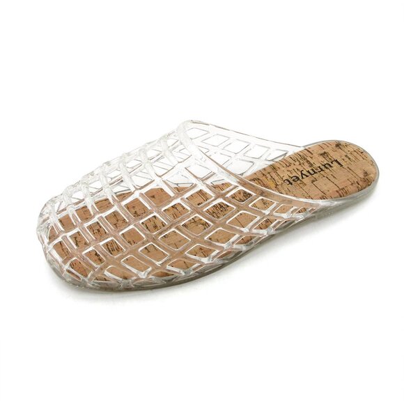 Lurnyet Womens Clear Jelly Comfort Cushion Slide Flat Sandal with Cork Footbed - Picture 1 of 7
